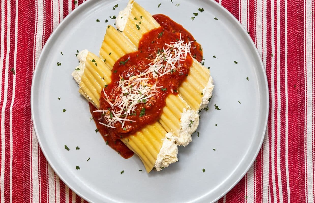 Dairy-Free Spinach Ricotta Manicotti